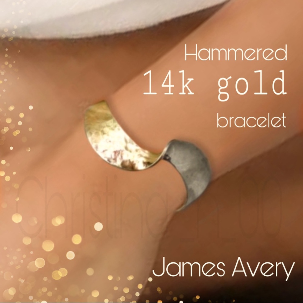 14k gold James Avery ULTRA RARE sculptural soft hammered cuff bracelet